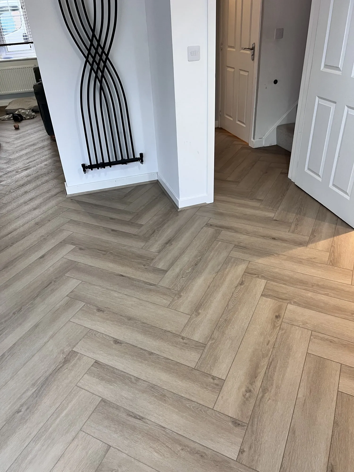 Rigid-core LVT click, herringbone style, Sutton Courtenay