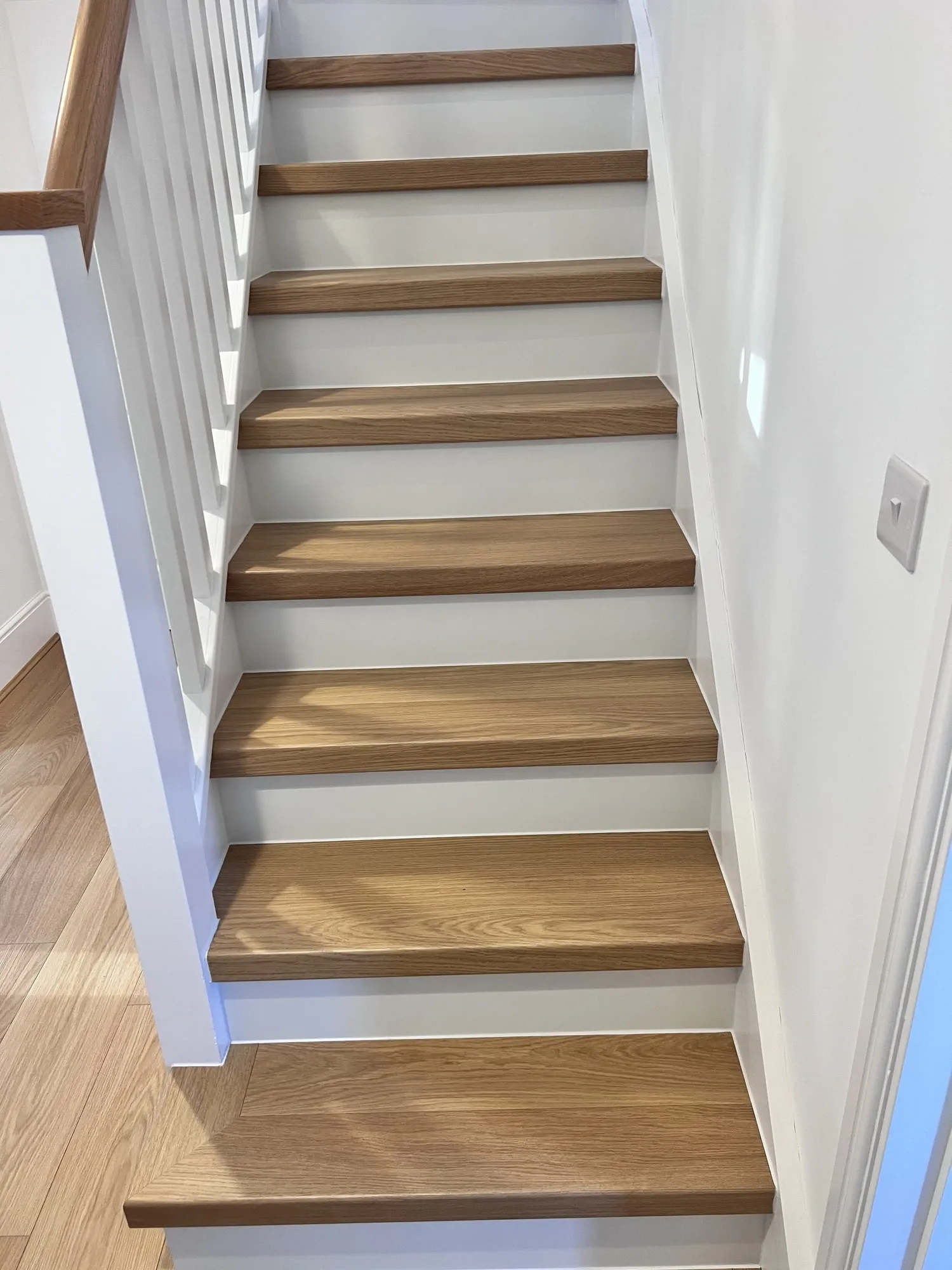 Laminate stairs, natural varnished oak, Didcot